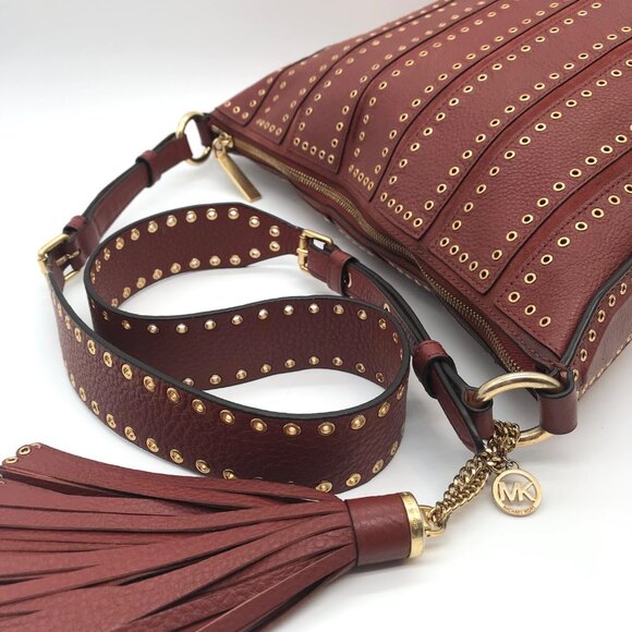 Michael Kors Brick Leather Brooklyn Grommet Feed Crossbody Bag - Picture 11 of 11
